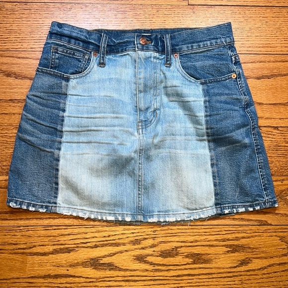 Madewell Blue Cotton Patchwork Y2K Vintage High rise Mini Basic Skirt H - Picture 1 of 3